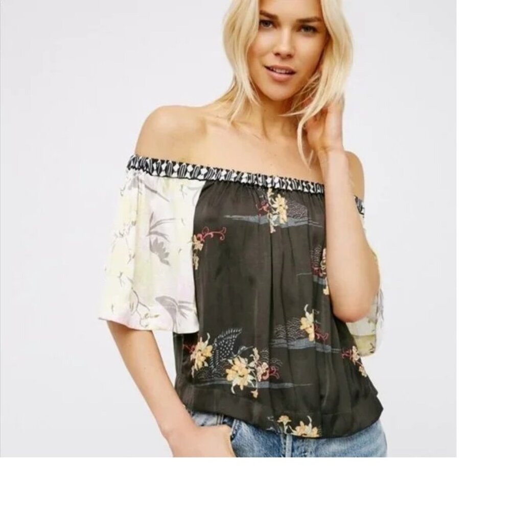 Free People Rockin' Rochelle Top NWT Small Navy Marin